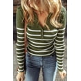 thumbnail image 1 of FOLUNSI Green Stripe Henley Sweater - Stylish, Comfortable, & Versatile!, 1 of 8