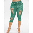 thumbnail image 4 of Plus 3D Tamaño Imprimir Rasgado recortada Jeggings Rosegal Leggings de talla grande, 4 of 5