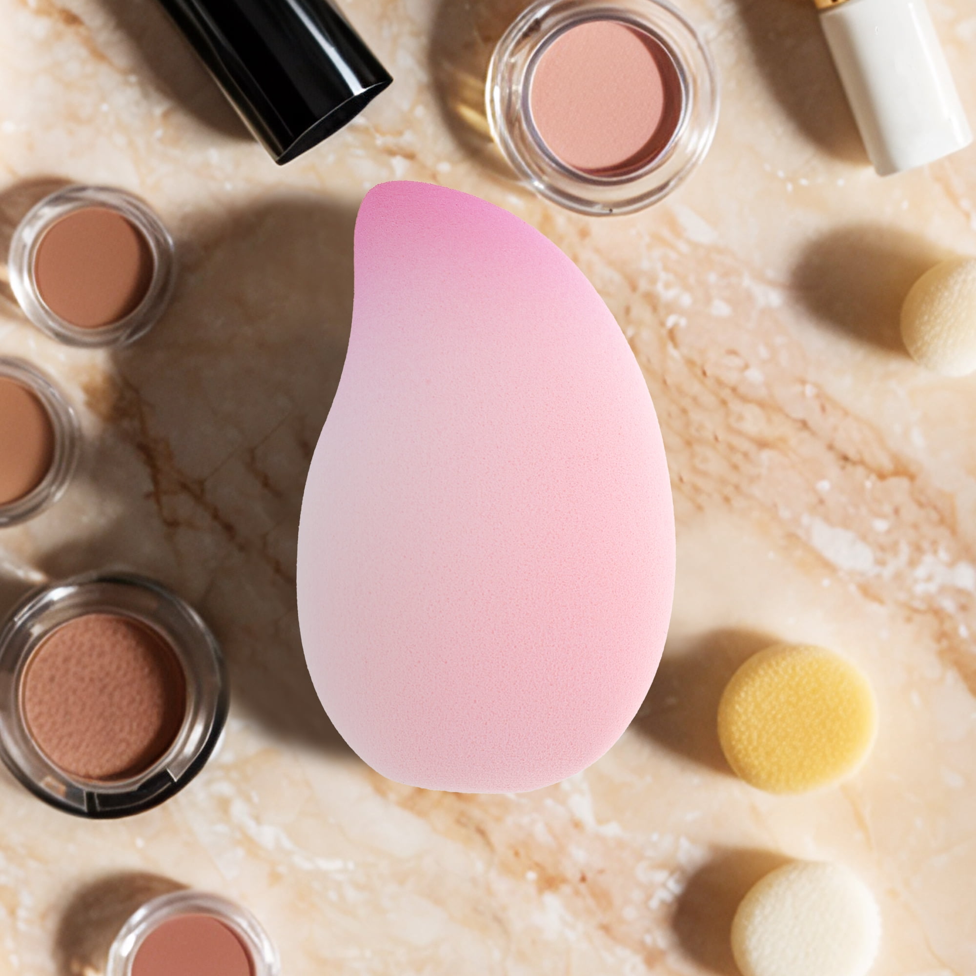 Unique Bargains 1 Pc Gradient Mango Face Makeup Sponge for Makeup Application Pink