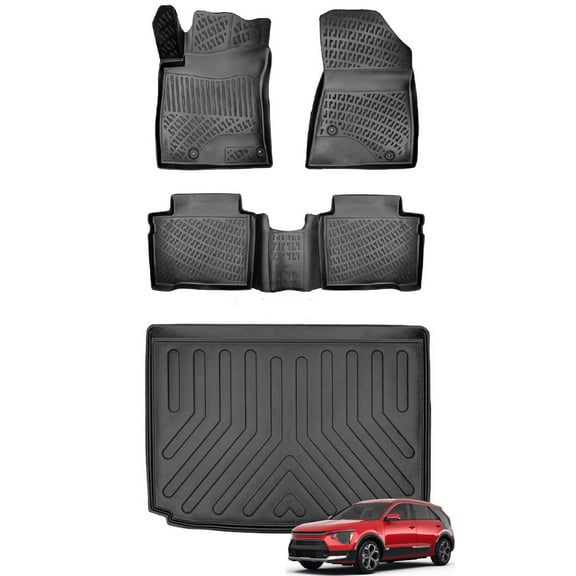 Car Floor Mats   LOWER Cargo Liner (Full SET) Compatible for Kia Niro Hybrid 2022-2024 Waterproof | All Weather