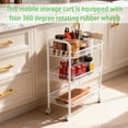 thumbnail image 4 of Yucurem 3-Tier Metal Rolling Storage Cart Shelves, Utility Cart Organizer Cart with 4 Hook & 2 Hanging Buckets, Movable Storage Organizer for Kitchen, Office & Home (White), 4 of 8