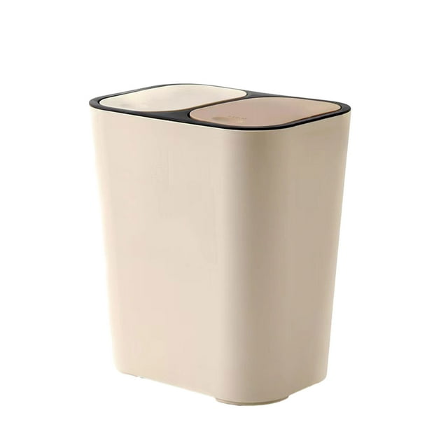 Dual Compartment Sorting Trash Bin Easy To Durable And Eco-Friendly Household Recycling Garbage Can Rectangle Plastic Push-button Trash Can Convenient And Lightweight Household Recycling Garbage Can