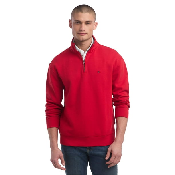 Sudadera Tommy Hilfiger para hombre, manga larga, forro polar, color rojo, talla S