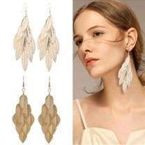 DESIGNICE 2 Pairs Statement Earrings for Women,Electroplated Iron Hollow Leaf Dangle Earrings for Women,Drop Earrings Wife Girlfriend Party Birthday Jewelry Gift,Style5