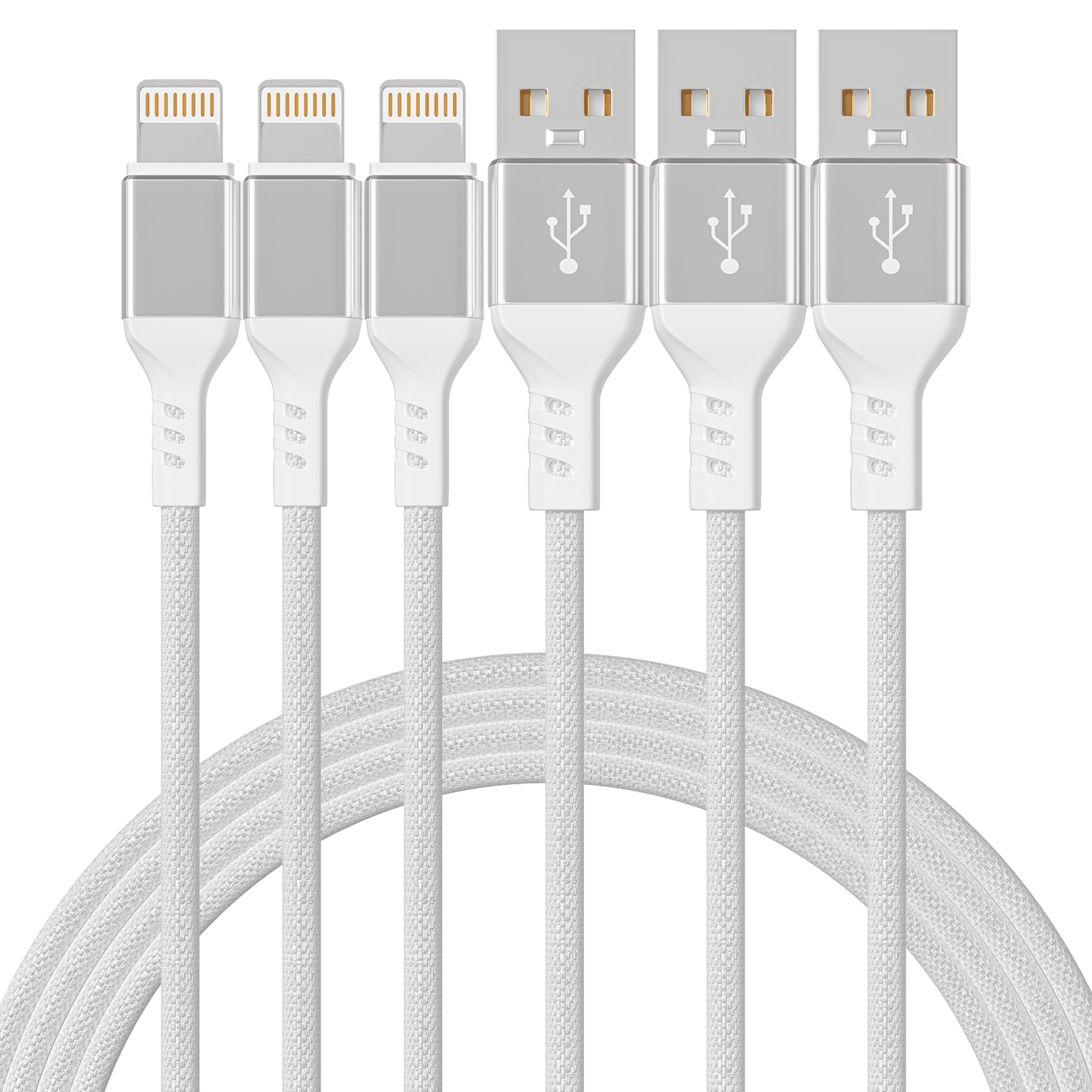 [3 Pack] 6ft Long MFI Certified Phone Charger Cable HeavyDuty Durable Braided Data Sync