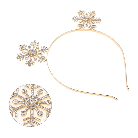 PTOOTP Golden Snowflake Headpiece Glitter Rhinestone Holiday Hair Accessory for Costumes