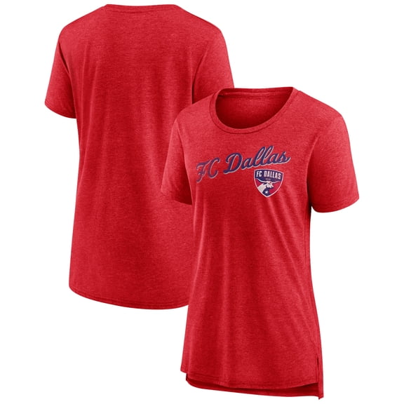 Women's Heather Red FC Dallas Rising Script Tri-Blend T-Shirt