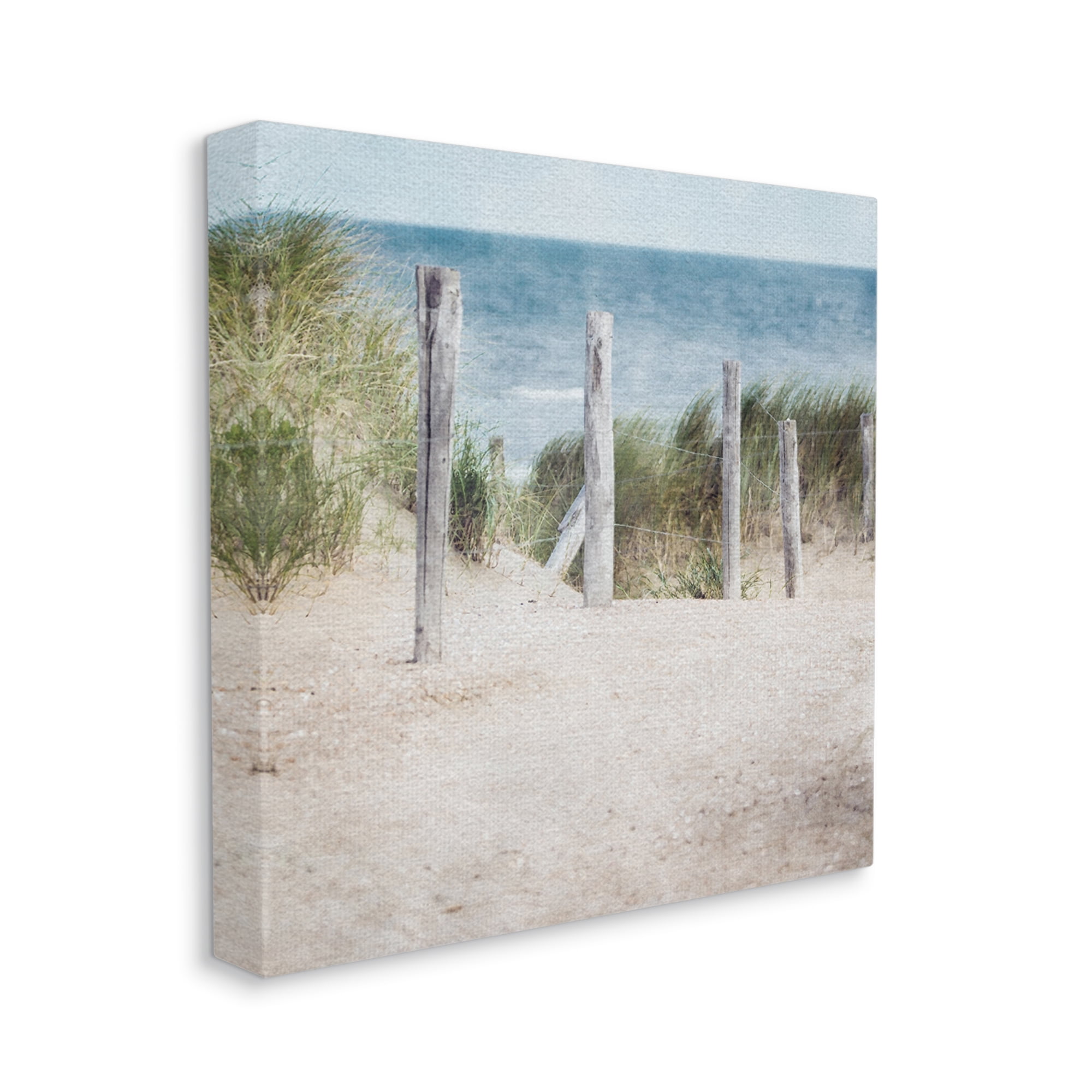 Stupell Industries Beach Fence Landscape Nature Painting Gallery Wrapped Canvas Print Wall Art, 36 x 36