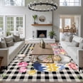 thumbnail image 3 of Large Area Rugs for Living Room Bedroom, Bunny Easter 8'x10' Rug Washable Carpet Runner Indoor Outdoor, Eggs Plaid Spring Floral Black White Farmhouse Non Slip Floor Mats Rug for Kitchen, Patio, 3 of 8
