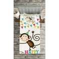 thumbnail image 3 of Ambesonne Birthday Quilted Bedspread Set 2 Pcs, Monkey Cone Flag, Twin Size, Multicolor, 3 of 3