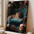 thumbnail image 2 of Leopard on Teal Velvet Sofa Canvas Wall Art, Floral Animal Prints Canvas Poster for Living Room Bedroom Office Decor, Framed Ready to Hang Ready to hang-18"L x 12"W, 2 of 10