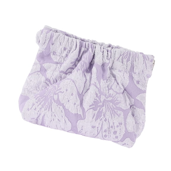 Vocoste 1 Pc Women Small Embroidery Snap Closure Cosmetic Bag for Business Travel Purple Canvas
