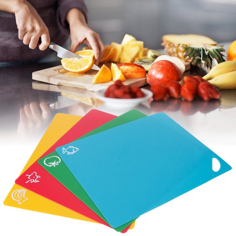 4pcs PP Flexible Kitchen Cutting Board Non-Slip Cutting Board 1.2mm