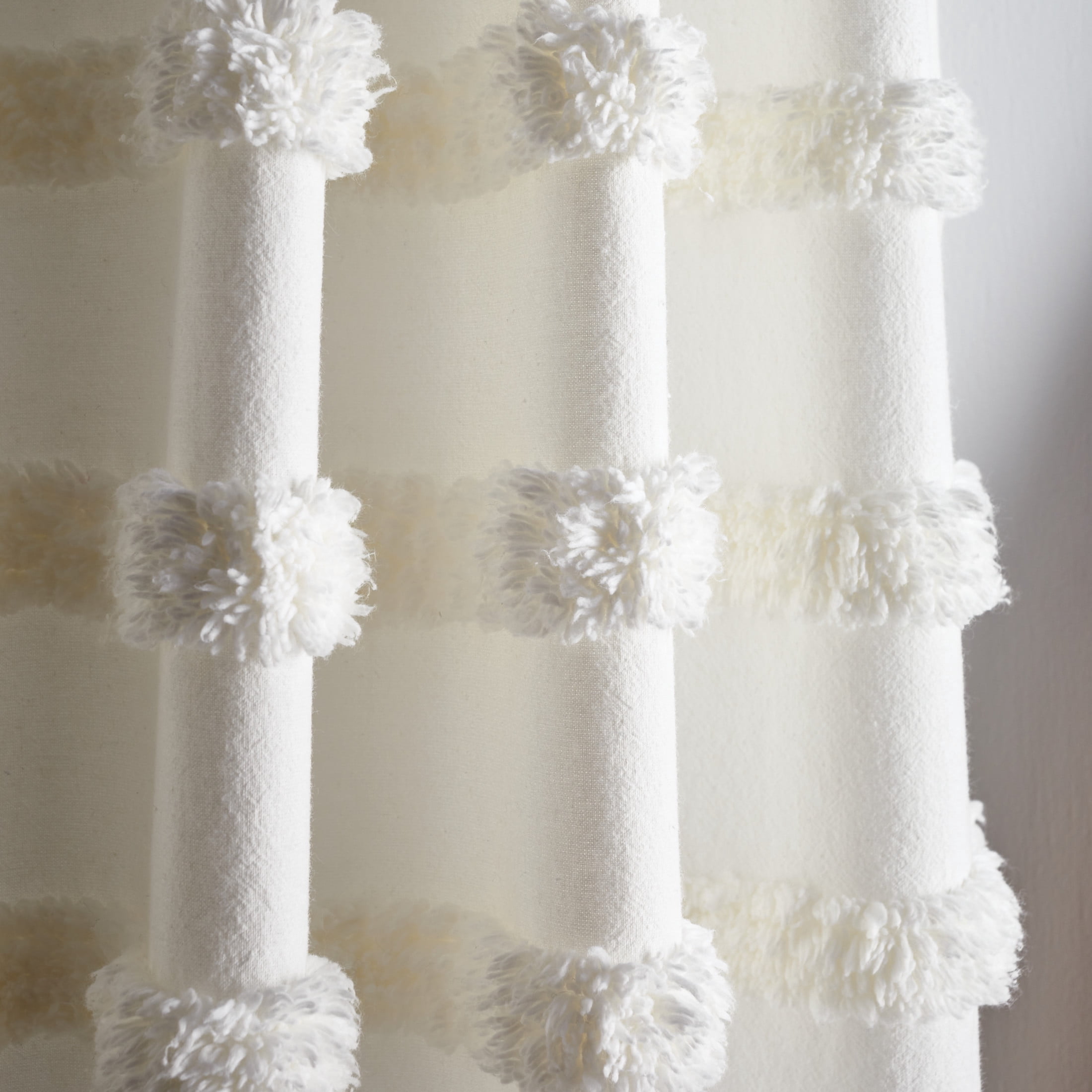 Martha Stewart Water's Edge Tufted Curtain Panel Pair, White, Back Tab, Light Filtering, Indoor, Adult, 2 Piece Set, 50"x 84"