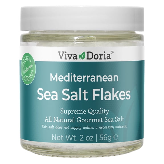 Viva Doria Mediterranean Sea Salt Flakes, 2 oz Glass Jar