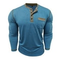 thumbnail image 3 of Handshe Men's Casual Fashion Solid Color Round Neck Button Pocket Long - Sleeved Shirt/T - shirt, 3 of 6