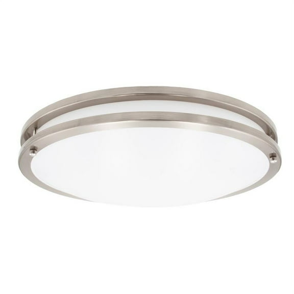 Maxxima 16 in. Satin Nickel LED Ceiling Mount Fixture 3000K Warm White, 2600 Lumens, Dimmable