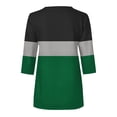 thumbnail image 4 of Inverlee Women's Color Block 3/4 Sleeve Tops Half Zip Casual Trendy V Neck Tees Daily Loose Fit Summer Blouses Army Green S, 4 of 5