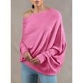 thumbnail image 2 of Boat Neck Women Long Sleeve Soft Knit Sweaters Loose Pullover, 2 of 5