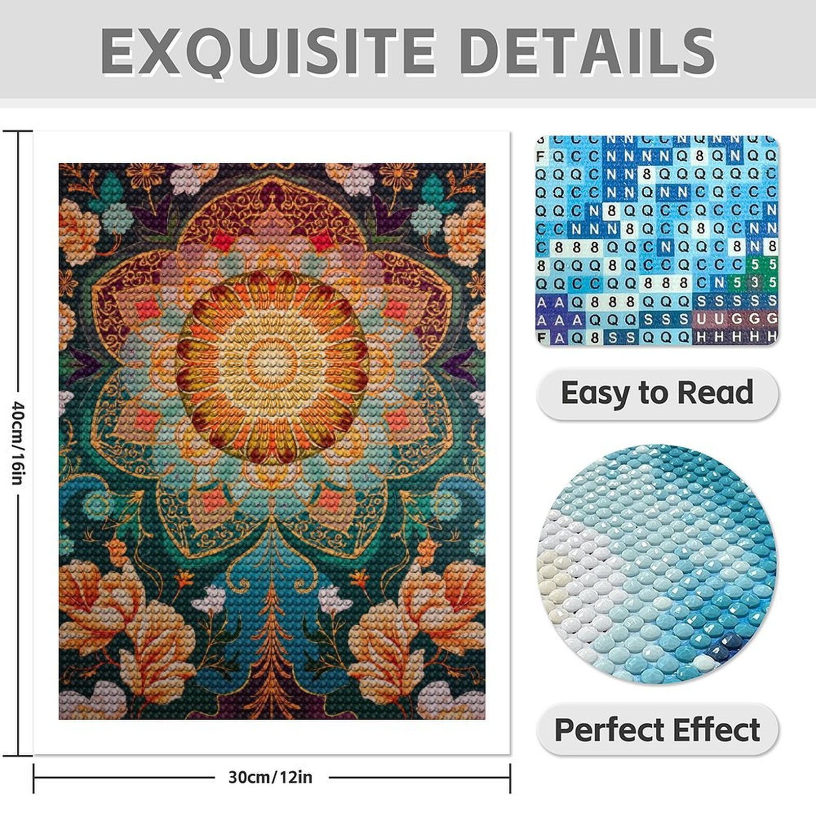 Diamond Art Kits for Adults - 5d Floral Mandala Art Vibrant Colors Diamond Painting for Adults, Diamond Art for Adults Beginners, Diamond Painting Kits for Adults for Home Wall Decor