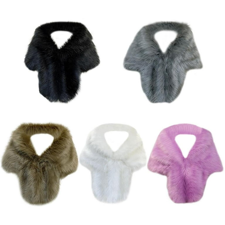 Hpory Women Faux Fur Winter Collar Scarf Thick Plush Neck Scarves Wrap  Warmer Shawl Faux Fur Scarf Neck Warmer Scarf Wrap at  Women's  Clothing store