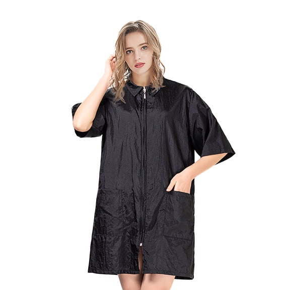 TOPTIE Hair Grooming Smock Jacket, Haircut Cape Apron for Dog Groomers Nail Spa Salon-Black-L