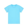 thumbnail image 3 of YONGHS Boys Girls Short Sleeve Crewneck Tee Kids T-Shirts Solid Cotton Active Athletic Shirts Tops Sky Blue 3-4, 3 of 5