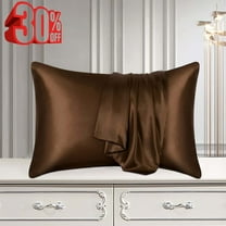 Djiypn Satin Pillowcase for Hair and Skin Queen Size 20"X 30" with Envelope Closure Soft Breathable Smooth Cooling Pillow Covers for Sleeping (1PC, Coffee)