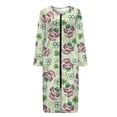 thumbnail image 3 of Yuyamidu Green Leaf Long Bathrobe for Women Axolotl Zipper Front Robe Sleepwear Trendy Crewneck Spa Robes Size XL St. Patrick's Day Mid-Length Housecoat Soft Long Sleeve Loungewear Dress, 3 of 7