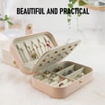 thumbnail image 4 of Stackable Flannel Lined Jewelry Box, Anti-Oxidation Dustproof Folding Ring & Earring Storage Organizer | Retro Leather Style (Pink), 4 of 8
