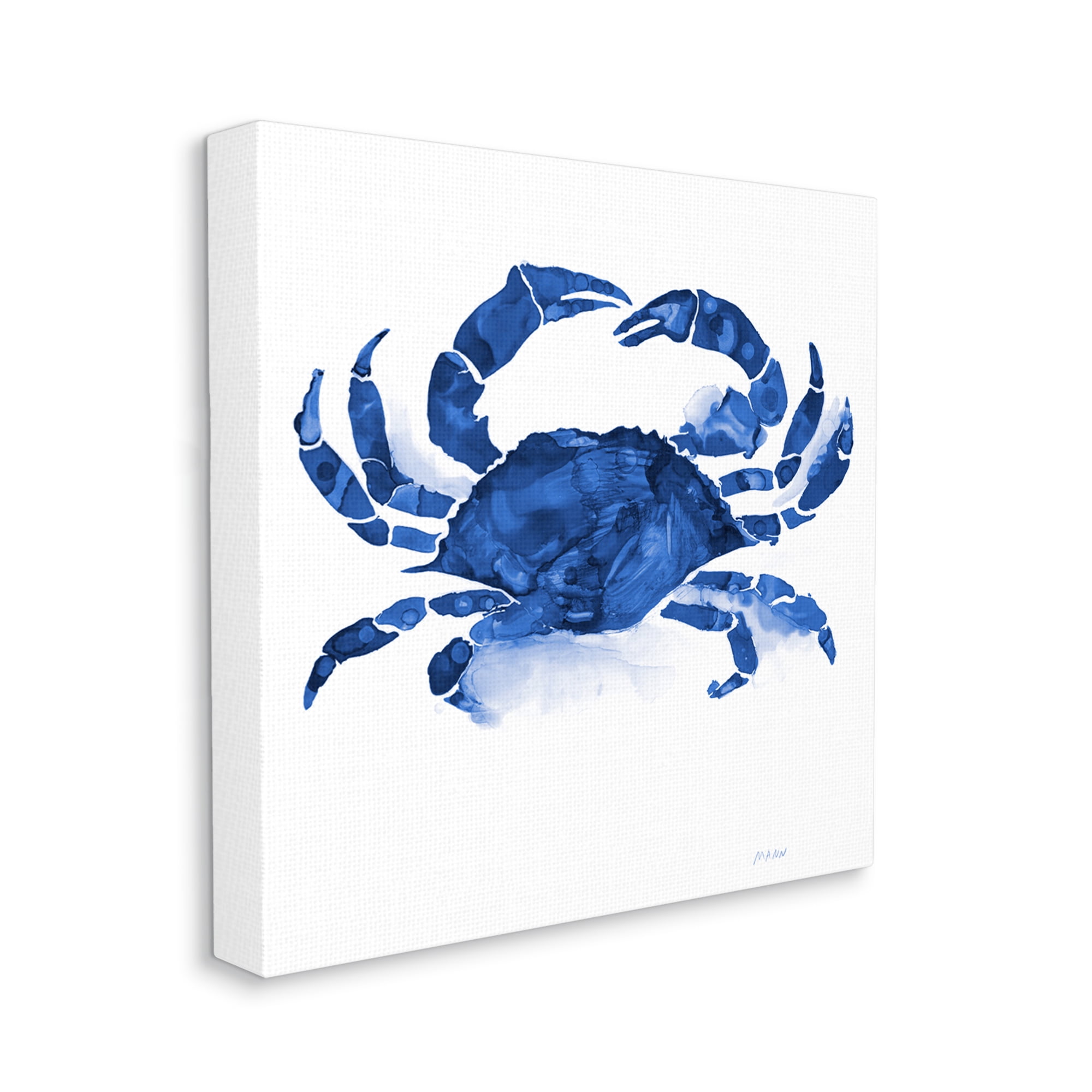 Stupell Industries Detailed Crab Wildlife Blue Ocean Sea Life Painting Gallery Wrapped Canvas Print Wall Art, Design by Patti Mann