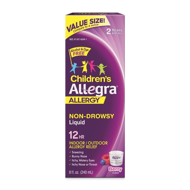 Allegra Children's 12HR Liquid (8 Oz, Berry Flavor, 30 mg) Walmart