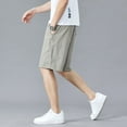 thumbnail image 4 of SWSMCLT Men's Cotton Cargo Shorts Mid Rise Shorts Gym Cargo Elastic Casual Bermuda Walking Shorts Knee Length Pocket Light Grey 32, 4 of 4