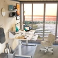 thumbnail image 3 of FEZIBO Dual Motor Electric Standing Desk with Keyboard Tray, Splice Board in Natural and White Finish, 48", 3 of 10