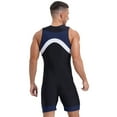 thumbnail image 2 of YONGHS Mens One Piece Swimsuit Zipper Bodysuit Rash Guard Surfing Suit Swimwear Shorty Wetsuit Navy Blue XL, 2 of 7