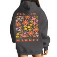thumbnail image 3 of Hoodies for Women STEMS·BLOOMS·SEEDS MARKET PARIS FLOWER MARKET Letter Printing Drawstring Long Sleeve Hooded Sweatshirt Floral Graphic Oversized Pullover with Pockets, 3 of 5