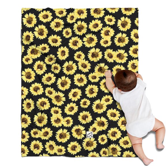 Black Sunflower Pattern Blanket,Comfortable Soft Flannel Throw Blanket,All Season,Warm Lightweight Blankets for Sofa Bed Couch Living Room Chair,30"x40"