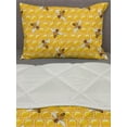 thumbnail image 3 of Bee Comforter & Sham Bedding Set, Honeybees Working on Honeycomb Hard Worker Insects Illustration Print, 3 pcs Duvet Set Microfiber Filling Quilt, 5 Sizes, Orange Apricot and Brown, by Ambesonne, 3 of 4
