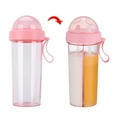 600ml Portable Two Straws Water Bottle Dual Use Drink Cup for Outdoor