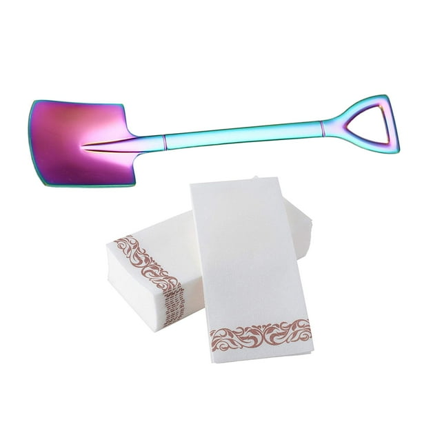 Cuchara de postre para cucharitas de café Papel de oro rosa cuadrado colorido