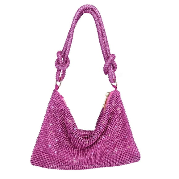 Bolso de noche NEWROGENG con diamantes de imitación plateados para mujer