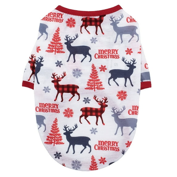 Christmas Pet Shirt Soft Breathable Puppy Shirts Printed Pet Clothing for Small Dogs and Cats