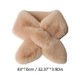 thumbnail image 3 of Women's Winter Plush Cross Scarf, Imitation Rabbit Fur Neck Warmer, Thickened Faux Fur Collar for Cold Weather, Versatile Soft Wrap for Autumn & Winter, 32x4 Inches, 3 of 8