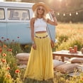 thumbnail image 5 of Boho Maxi Skirts for Women 2026 Summer Cute Flowy Long Skirts Flared A Line Elastic Waist Beach Vacation Resort L, 5 of 8