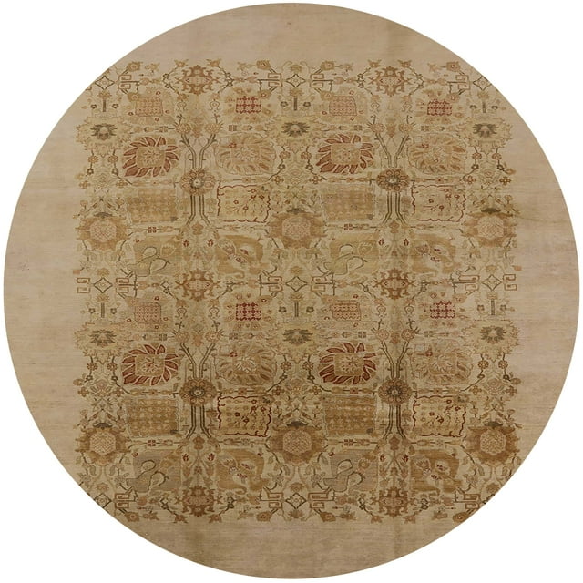 Ahgly Company Tapis d'Intérieur Ronds Mid-Century Moderne Brun Clair Zone Orientale, 7' Ronds