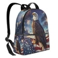 thumbnail image 2 of Lsque Night Sky Bald Eagle Pattern Backpack – School Travel Canvas Daypack with Ergonomic Padded Straps, Multiple Compartments & Leather Handle, 2 of 5