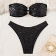 thumbnail image 7 of Minjewel Women's Two-Piece Sequin Bikini Set, O-Ring Detail & Strapless Top with High Waist Bottom, Sexy Swimsuits for Women for Party Vacation,Black L, 7 of 7