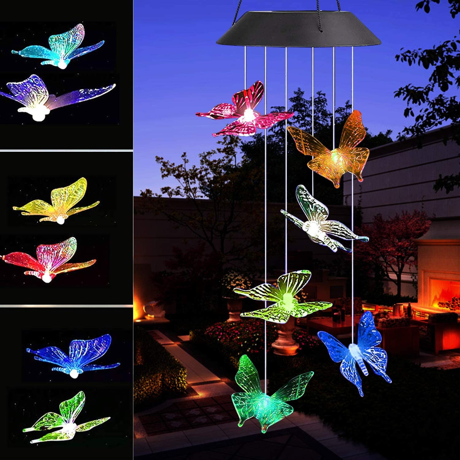 LED Solar Butterfly Wind Chime Lamp Waterproof Garden Outdoor Yard Hanging Light LED Solar Butterfly Wind Chime Lamp Waterproof Garden Outdoor Yard Hanging Light