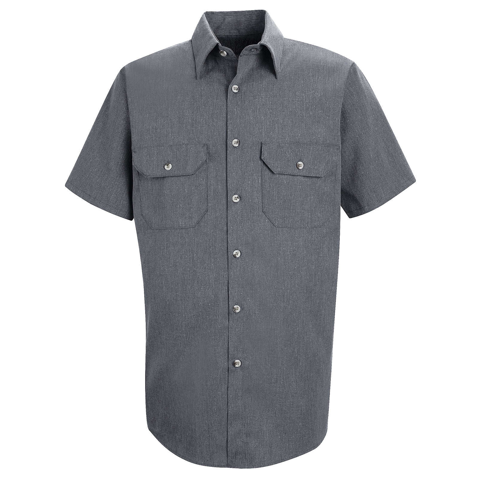 Men's Short Sleeve Heathered Poplin Uniform Shirt - Walmart.com