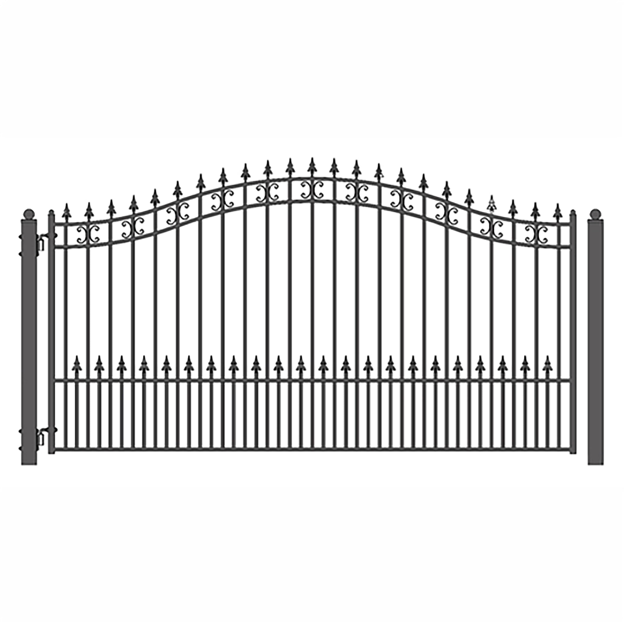 ALEKO Black Driveway Steel Single Swing Gate 12 ft St. Louis Style